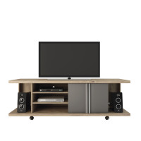 Manhattan Comfort 14568 Carnegie TV Stand in Nature and Onyx
